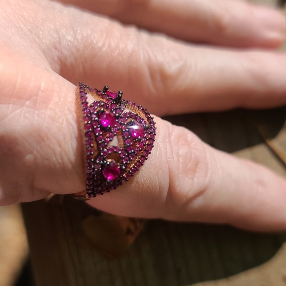 Ruby fleur-de-lis wrap ring sz 7.5 rose gold - Picture 4 of 8